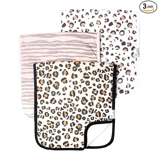 Copper Pearl Premium Baby Burp Cloths - 3-Pack Large Cotton Burp Cloths, Extra Soft Spit Up Rags with 3 Absorbent Layers, Perfect for Baby Boy and Baby Girl Gifts (21" x 10" Size, Zara Set)