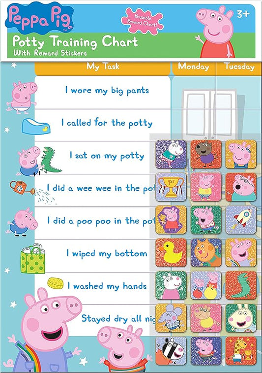 Paper Projects 01.70.30.022 Peppa Pig Potty and Toilet Training Reward Chart and 56 Sparkly Stickers, Pink