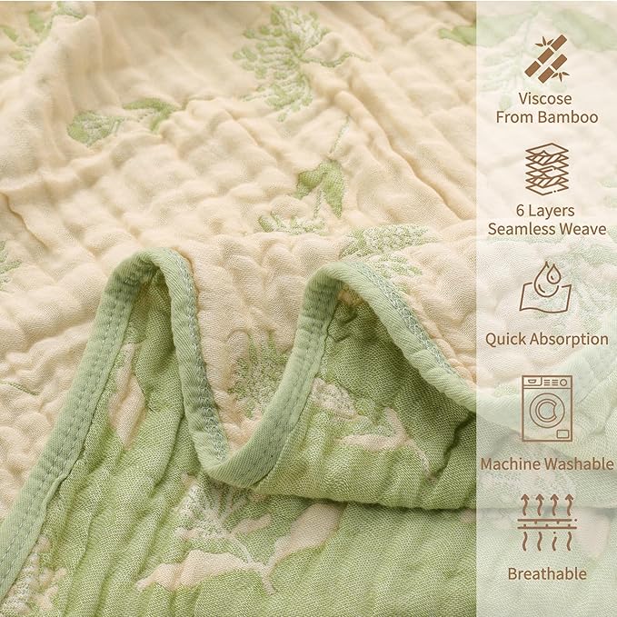 6-Pack Muslin Baby Burp Cloths Made with Organic Cotton – 6-Layer Absorbent & Gentle for Newborn Feeding, Burping – Ultra-Soft, 20x10 Inch Set in Natural Sage