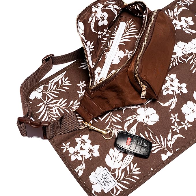 Ditty Co. Small Diaper Bag - Portable Changing Pad - Crossbody Bags For Women - Baby Wipe Holder - Baby Travel Essentials (Chocolate Brown)