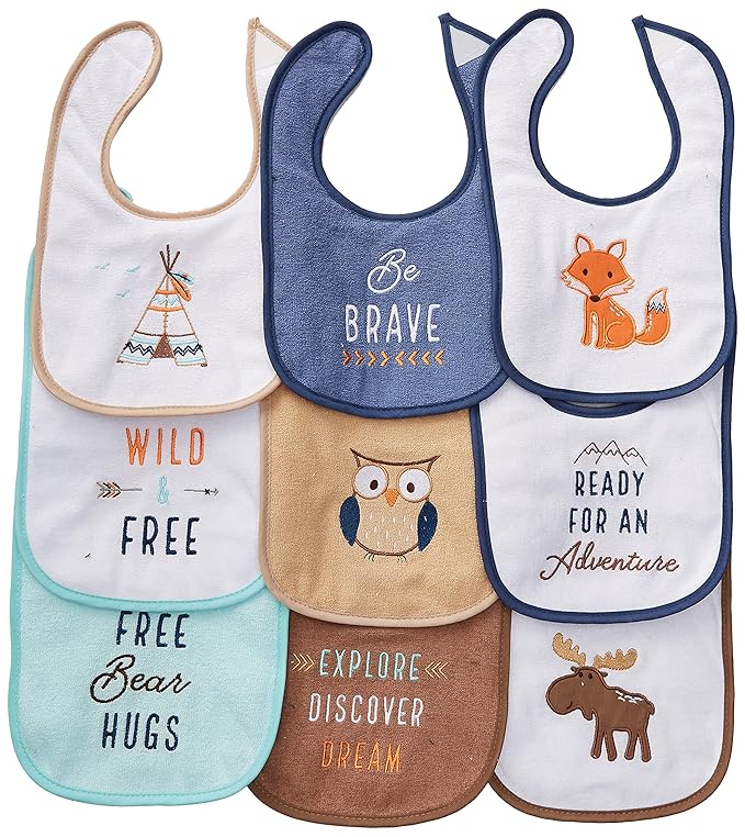 Hudson Baby Unisex Baby Cotton Terry Drooler Bibs with Fiber Filling, Raccoon, One Size