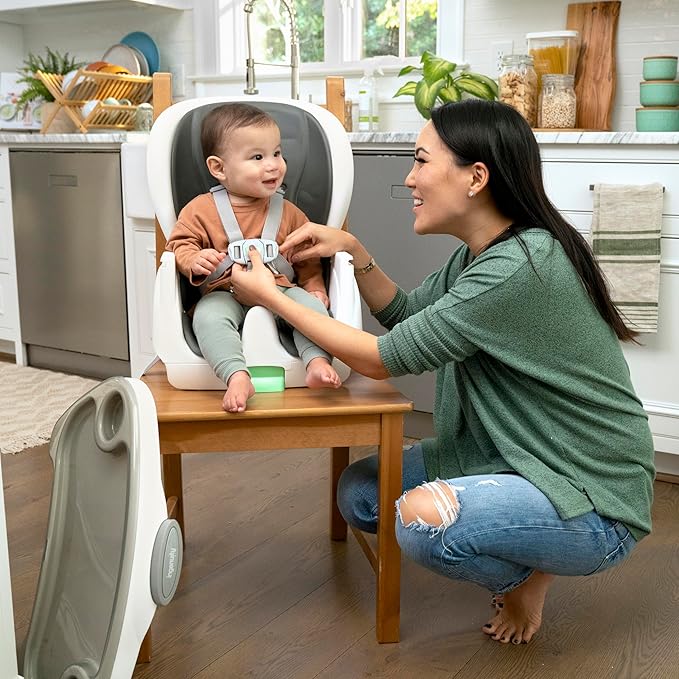 Ingenuity Full Course SmartClean 6-in-1 High Chair – SmartClean EVA Foam, 5 Point Safety Harness, 2 Dishwasher Safe Trays – Slate