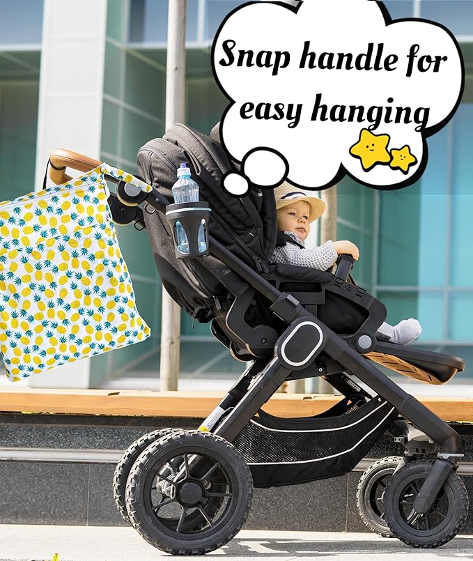 Wet Dry Bag for Cloth Diapers, 2PCS Waterproof Reusable Wet Bag with Zippered Pockets, Washable, Reusable for Travel, Beach, Pool, Stroller, Diapers, Dirty Gym Clothes, Swimsuits, 14x12In & 12x11In