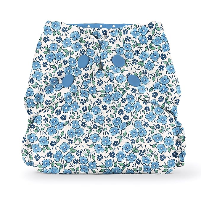 Esembly Cloth Diaper Cover - Reusable Swim Diaper, Waterproof, Breathable - Adjustable Outer Layer Over Absorbent Inner for Blowout Protection - Forget-me-not, Size 1 (7-17lbs)