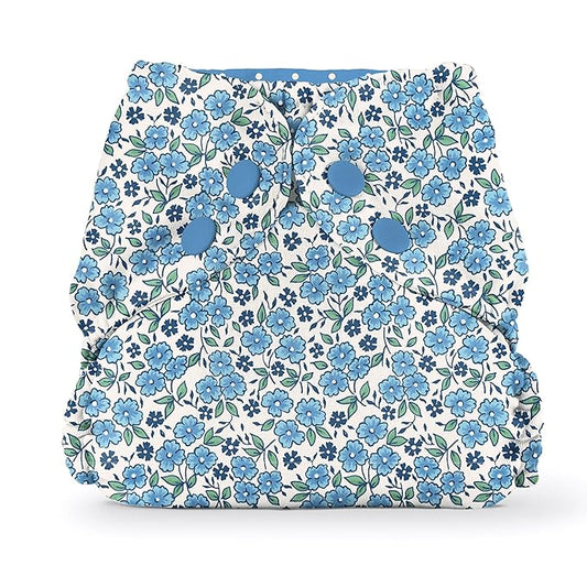Esembly Cloth Diaper Cover - Reusable Swim Diaper, Waterproof, Breathable - Adjustable Outer Layer Over Absorbent Inner for Blowout Protection - Forget-me-not, Size 1 (7-17lbs)