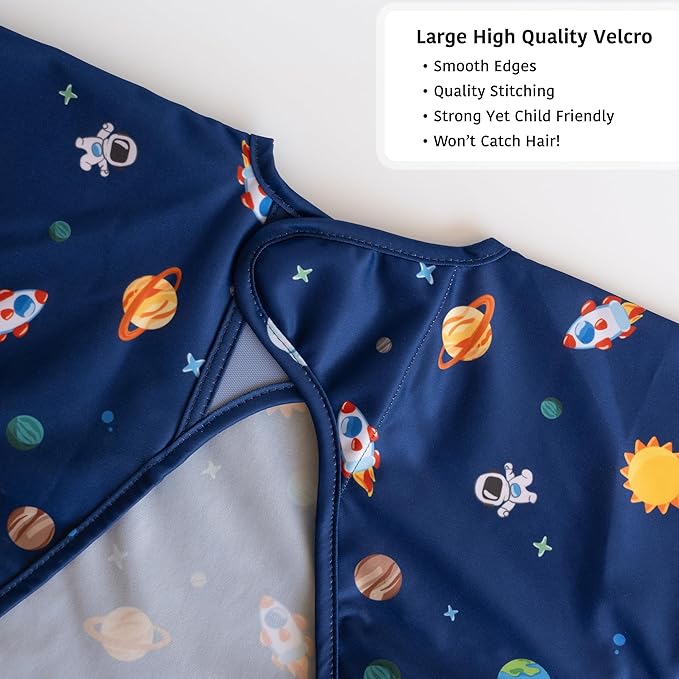 Waterproof Long Sleeve Bib – Machine Washable Baby Bibs for Eating – Baby Smock Bib for Toddler – BLW Supplies for Baby