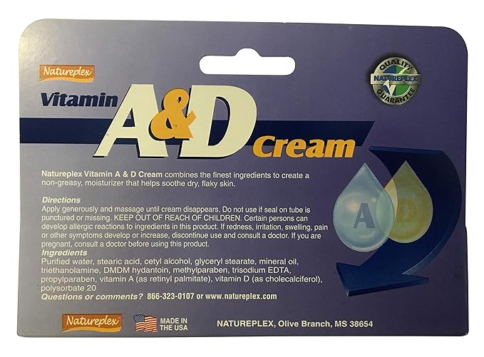 Vitamin A&D Moisterizing, Soothing Cream, 2 x 1.5 oz Bottles (for Dry, Flaky Skin)