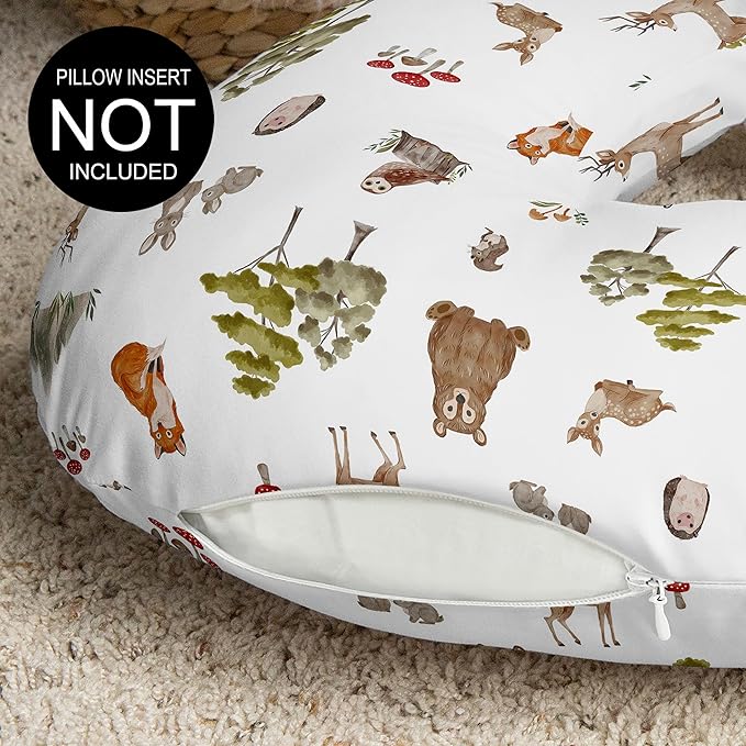 Sweet Jojo Designs Woodland Forest Animals Boy Girl Unisex/Gender Neutral Nursing Pillow Cover Baby Breastfeeding Slipcover Infant Newborn Nursery Bottle Breast Feeding Pillowcase Pillow NOT Included