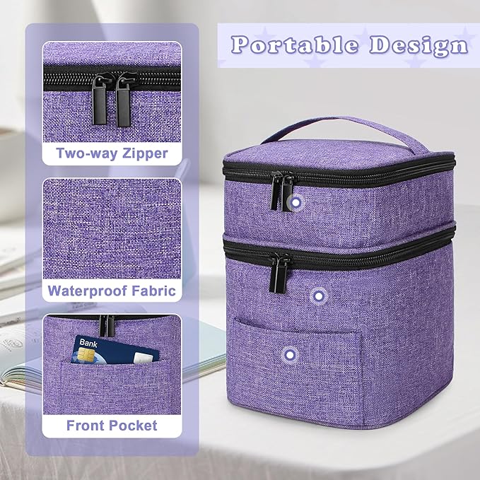 Teamoy Double Layer Breastmilk Cooler Bag, Fit for 4 Baby Bottles Up to 5 Ounce Bottle Bag, Breastmilk Cooler Tote Bag for Nursing Mom, Purple(Bag Only)