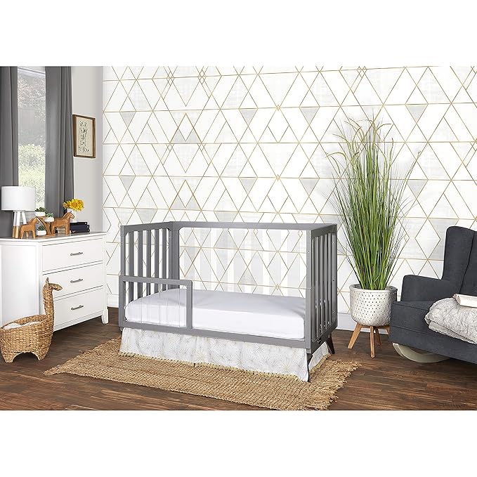 Evolur Acrylic Millennium 4 in 1 Convertible Crib Toddler Rail I Easily Coverts to Toddler Bed & I Acrylic Slats, Pebble Grey (702AC-PG)