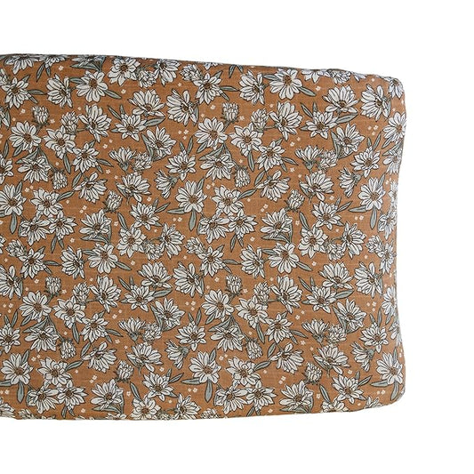 Mebie Baby Changing Pad Cover, Magnolia, 100% Muslin Cotton Changing Table Pad Cover for Baby Boy and Girl, Designer Nursery Decor Covers, Diaper Changing Pad Cover for Changing Station