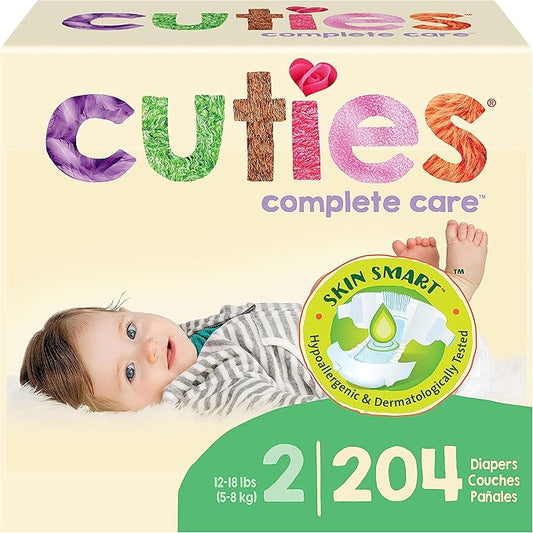 Cuties Hypoallergenic Skin Smart Baby Diapers, Size 2, 204 Count
