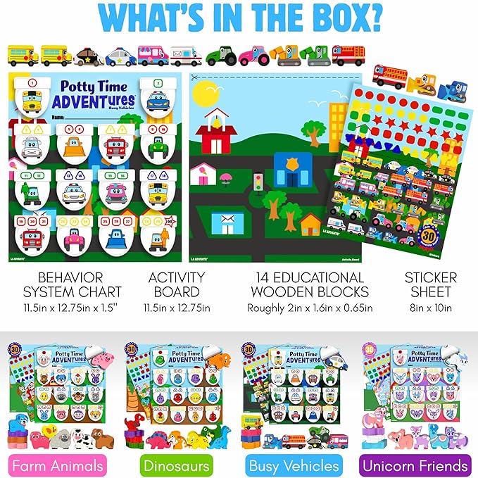 Potty Training Reward System - 14PC Wooden Stacking Blocks with Car and Truck Themed, Montessori Behavior System Advent Calendar for Toddlers 18M+ Boys Girls by Lil Advents
