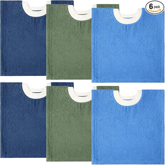 Foaincore 6 Pcs Pullover Baby Bibs Cotton Terry Toddler Absorbent Infant for Feeding and Drooling Towel Bib (Deep Colors)