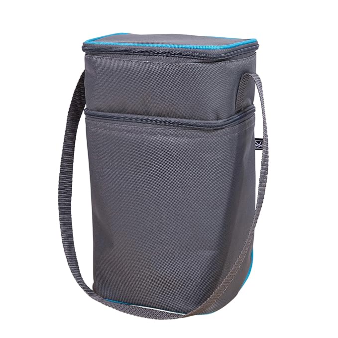 J.L. Childress Six Bottle Breast Milk Cooler Travel Bag - Insulated Baby Bottle Storage Bag, Portable Organizer Pack for Breast Milk, Use for Daycare or On The Go - Black Stripe