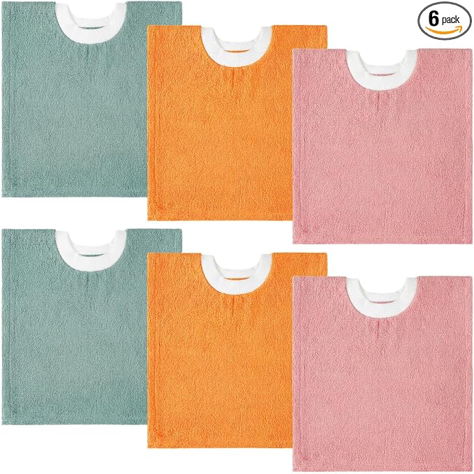 Foaincore 6 Pcs Pullover Baby Bibs Cotton Terry Toddler Absorbent Infant for Feeding and Drooling Towel Bib (Multi Colors)
