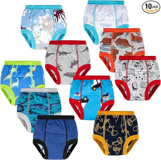 BIG ELEPHANT 10-Pack Baby Potty Training Underwear, Soft 100% Cotton Absorbent Training Pants for Boys & Girls, 5-6Y