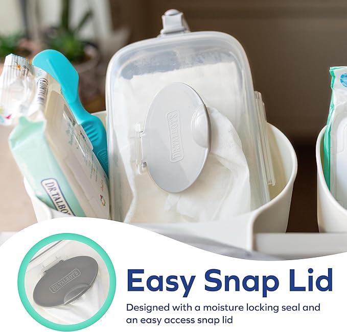 Dr. Talbot's Deluxe Baby Wipes Dispenser for Travel, Grey (Pack of 2)