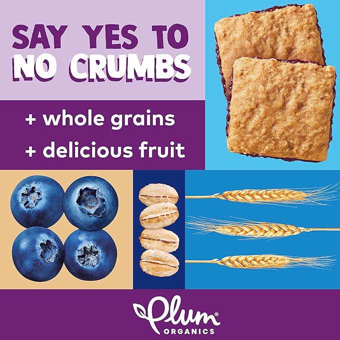 Plum Organics Jammy Sammy Snack Bars - Blueberry and Oatmeal - 1.02 oz Bars (Pack of 5) - Organic Toddler Food Snack Bars
