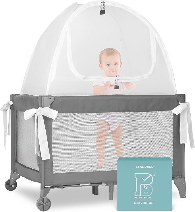 Mini Crib and Pack and Play Tent, Net Canopy to Keep Baby from Climbing Out, Breathable Mesh with Auto-Lock Zipper and Latch, Safety Tent for Travel and Sleep (Mosquiteros para Cunas de Bebes)