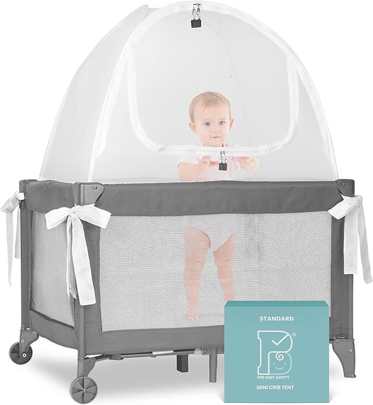Mini Crib and Pack and Play Tent, Net Canopy to Keep Baby from Climbing Out, Breathable Mesh with Auto-Lock Zipper and Latch, Safety Tent for Travel and Sleep (Mosquiteros para Cunas de Bebes)