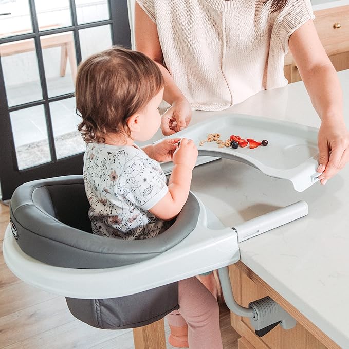 Chicco FastLock 360 Rotating Hook-On High Chair, Portable High Chair for Babies and Toddlers, Sets up in Seconds, Charcoal/Grey