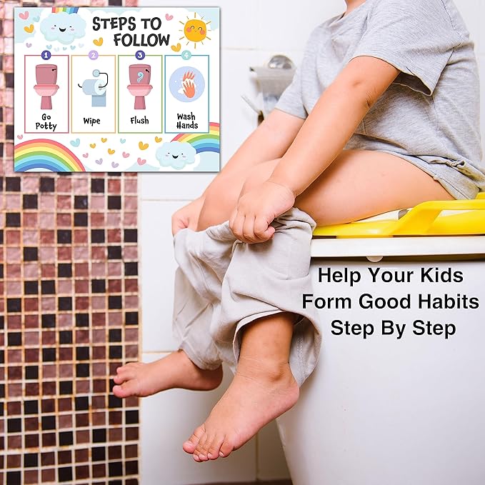 Rainbow Potty Trainning Sticker Chart for Toddlers Boys Girls, 10 Potty Training Chart with 216 Stickers & 1 Routine Card - A16