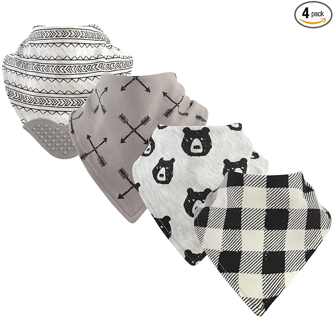 Yoga Sprout Bandana Bib with Teether, Bear Hugs 4 Pack