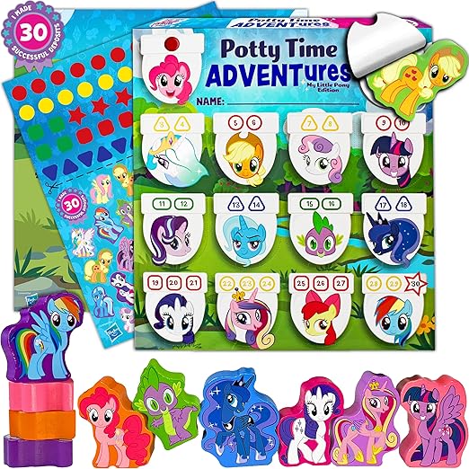 LIL ADVENTS Potty TIME Adventures Toddler Potty Training Sticker Chart Advent Calendar for Toddler Blind Box, Potty Reward Chart 14 Wooden Stacking Block Toys, Activity Board, My Little Pony Toys