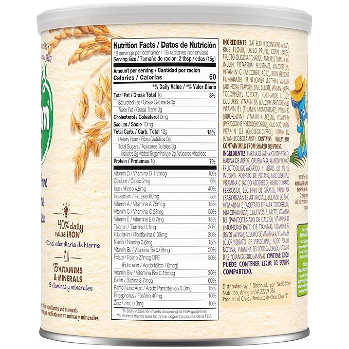 Nestum Nestle Infant Cereal Variety Pack, (2) 5 Cereals, (2) Oat, Rice & Prune, (2) Wheat & Fruits Variety Pack (6 Total Canisters) Multicolor