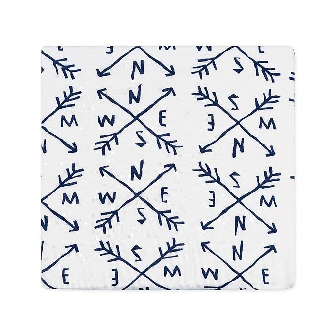 HonestBaby Unisex Baby Organic Cotton Changing Pad Covers (Set of Two) Winter Accessory Set, Compass/Navy, One Size US