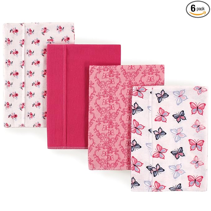 Hudson Baby Unisex Baby Cotton Flannel Burp Cloths, Butterflies, One Size