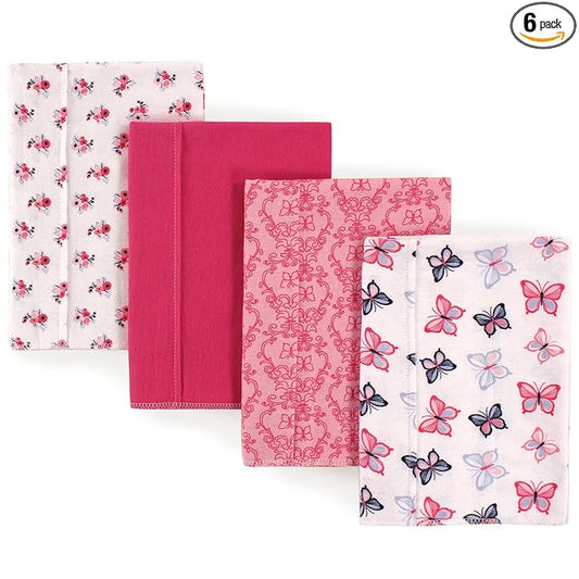 Hudson Baby Unisex Baby Cotton Flannel Burp Cloths, Butterflies, One Size