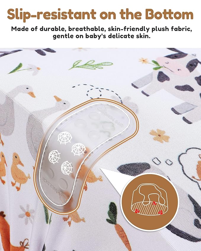 BOMOLOUR Seat Cover Compatible with Bumbo and Nuby Seat, Removable Breathable Baby Floor Seat Cover for Boys and Girls, Seat Not Included (Brown Farm)