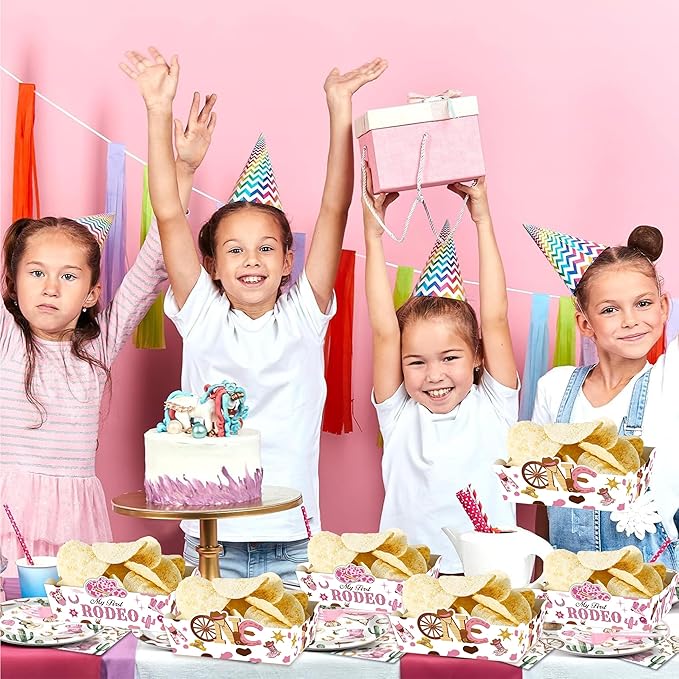 24 Count Cowgirl Themed Food Trays for Girls Western 1st Birthday Party Decorations My First Rodeo Food Trays Cowgirl Birthday Party Decor