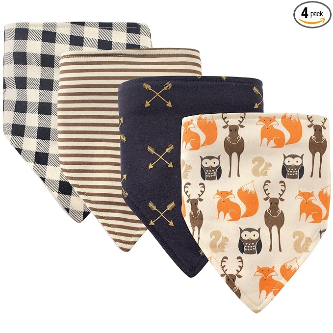 Hudson Baby Unisex Baby Cotton Bandana Bibs, Forest, One Size