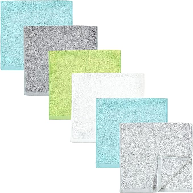 Hudson Baby Unisex Baby Rayon Burpcloth 6pk, Gray Mint Lime, One Size