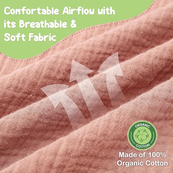 100% Organic Cotton Nursing Cover & Shawl - 43 x 28 Inch Breathable Muslin Breastfeeding Nursing Apron Cover with Arch Neckline for Mothers, Multi-use Carseat Canopy (Rust)