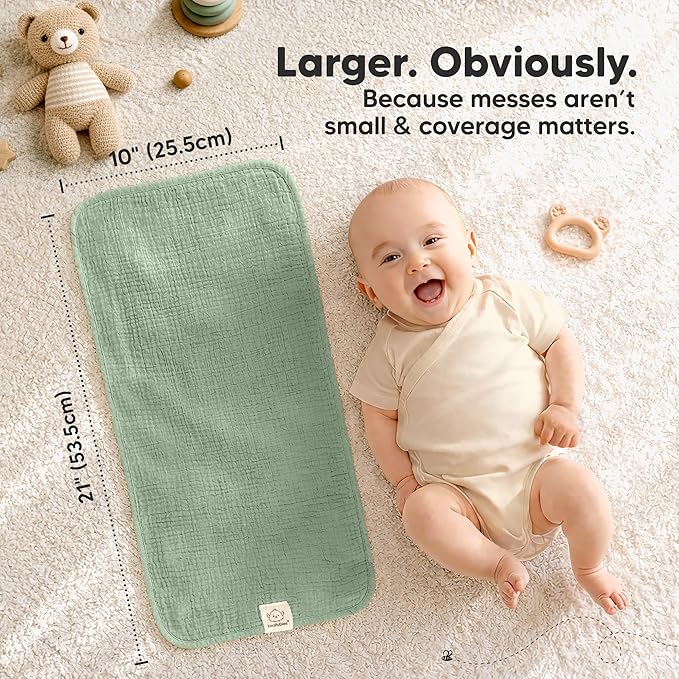 KeaBabies Organic Muslin Burp Cloths Baby Boy, Girl – 10-Pack 100% Cotton Muslin Burping Cloths for Babies, Newborn, 21x10 Large & Absorbent Spit Up Rags, Baby Washcloth, Infant Towels (Slate)