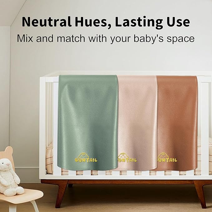 Portable Baby Diaper Changing Mat,Soft Faux Leather, Wipeable & Easy to Clean,for Home or Travel, Waterproof, with Storage Strap,Easily Put into Diaper Bag,30 x 17 in (Sage Green)