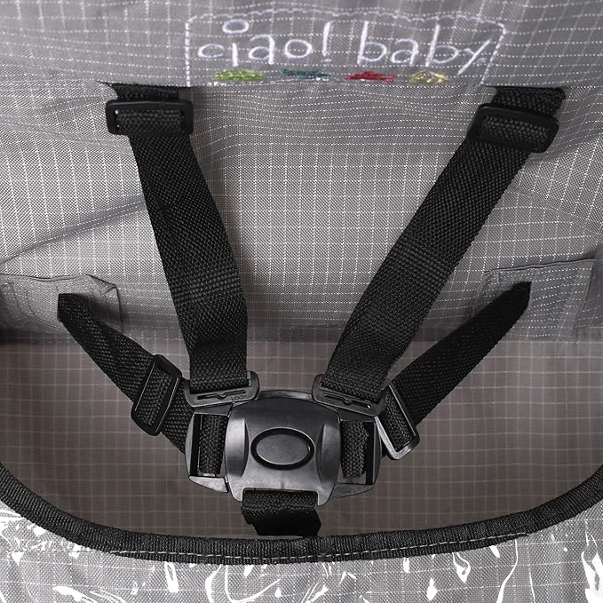 ciao! Baby Portable High Chair for Babies and Toddlers, Compact Folding Travel High Chair with Carry Bag for Outdoor Camping, 1 Count (Pack of 1) (Grey Check)