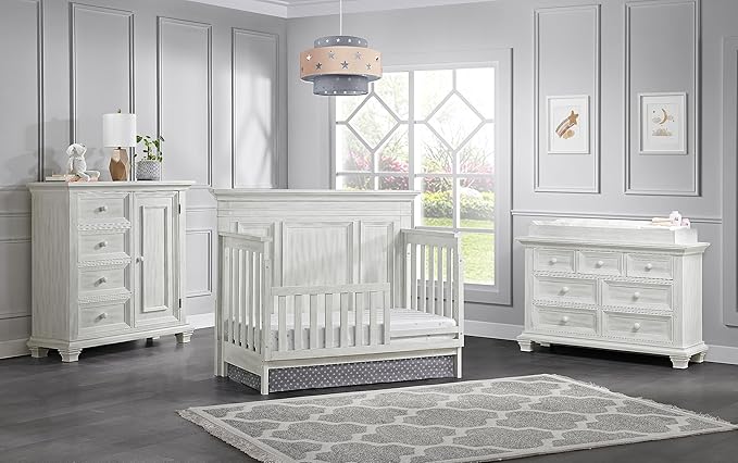 Oxford Baby Weston Crib to Toddler Bed Guard Rail Conversion Kit, Vintage White, Green Guard Gold Certified