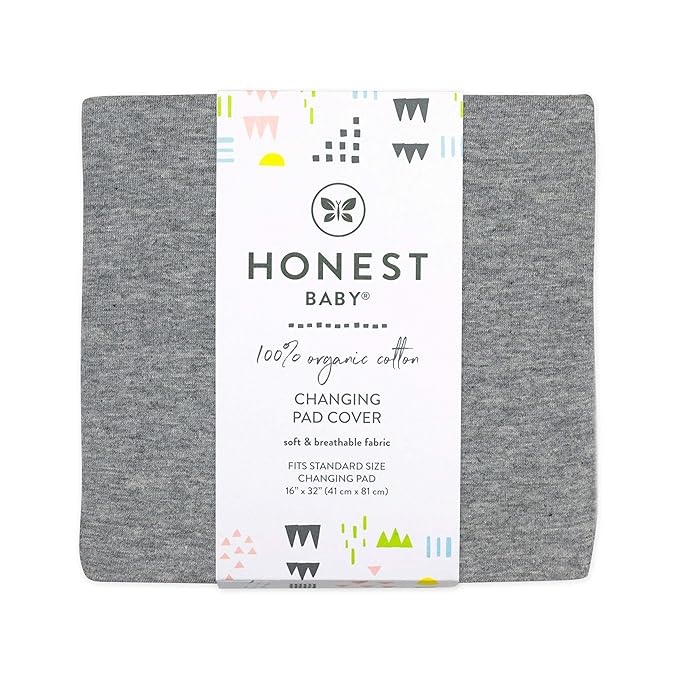 HonestBaby Organic Cotton Changing Pad Covers (Set of Two), Gray Heather, One Size