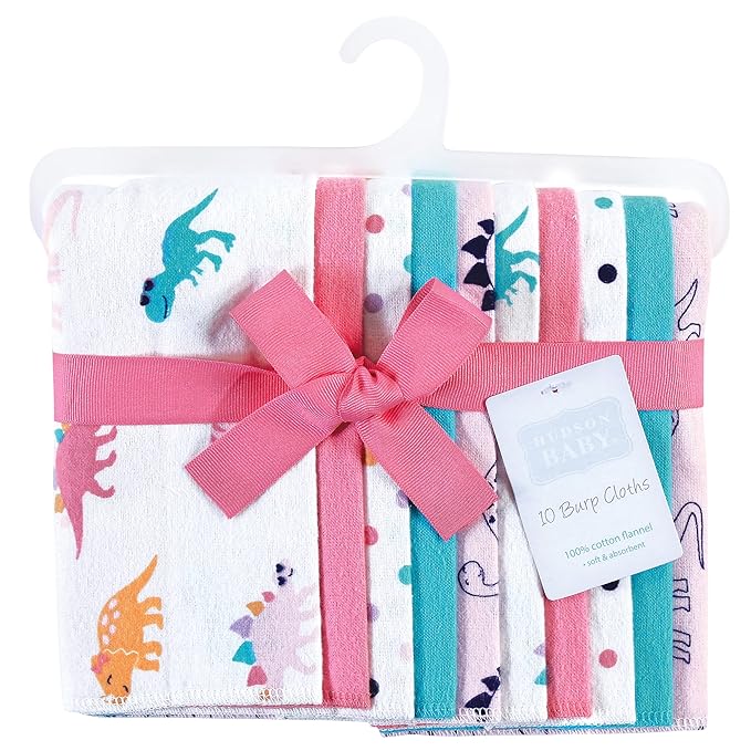 Hudson Baby Unisex Baby Cotton Flannel Burp Cloths, Cuteasaurus, One Size