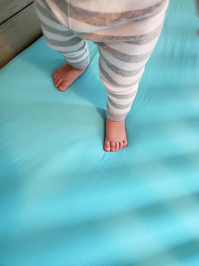 SheetWorld Baby Fitted Changing Pad Cover Sheet 16 x 33 inches, 100% Cotton Jersey Hypoallergenic Sheet, Unisex Boy Girl, Solid Aqua, Made in USA
