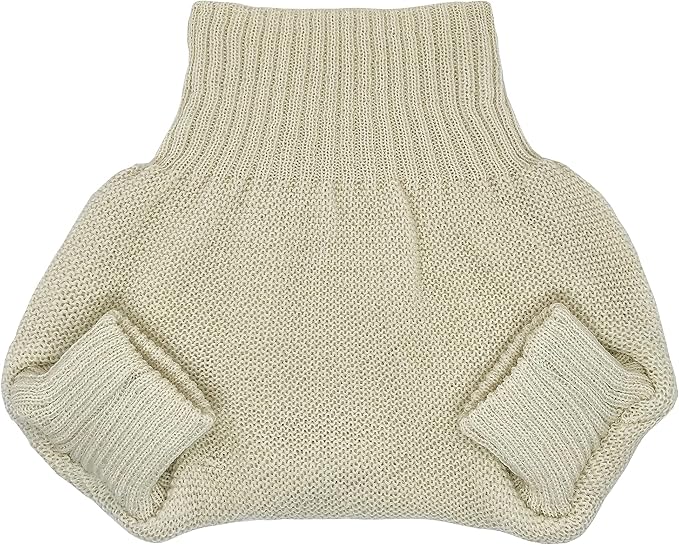 EcoAble Merino Wool Diaper Cover – Organic Overnight Knit Cover | Breathable Natural Fiber | Ideal for Fitted Cloth Diapers (EU74-80, Natural)