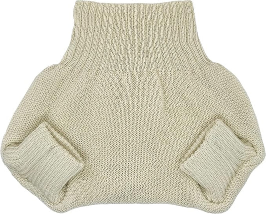 EcoAble Merino Wool Diaper Cover – Organic Overnight Knit Cover | Breathable Natural Fiber | Ideal for Fitted Cloth Diapers (EU74-80, Natural)