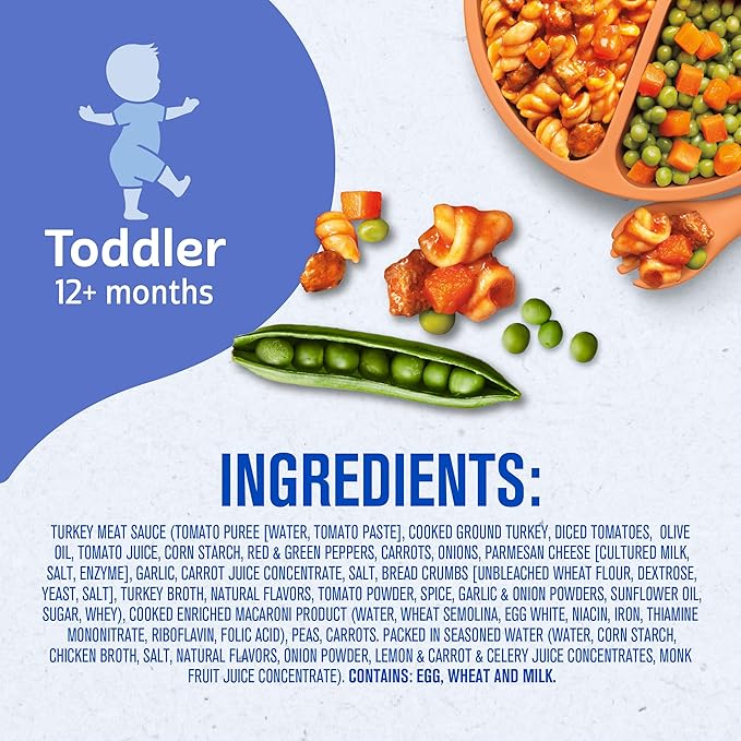 Gerber Toddler Food, Spiral Pasta in Turkey Meat Sauce Mealtime for Toddler, 8PK