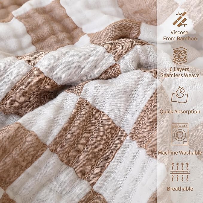 6-Pack Muslin Baby Burp Cloths Made with Organic Cotton – 6-Layer Absorbent & Gentle for Newborn Feeding, Burping – Ultra-Soft, 20x10 Inch Set in Boho Freedom Pattern
