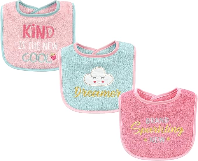 Luvable Friends Unisex Baby Cotton Terry Drooler Bibs with Fiber Filling